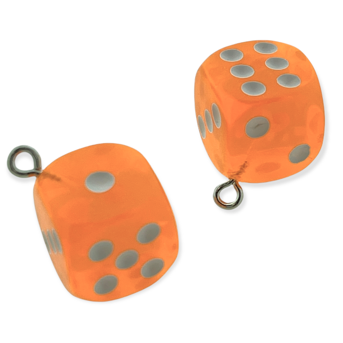 Resin hanger Lucky Dice Oranje 23x19mm-bedels-Kraaltjes van Renate