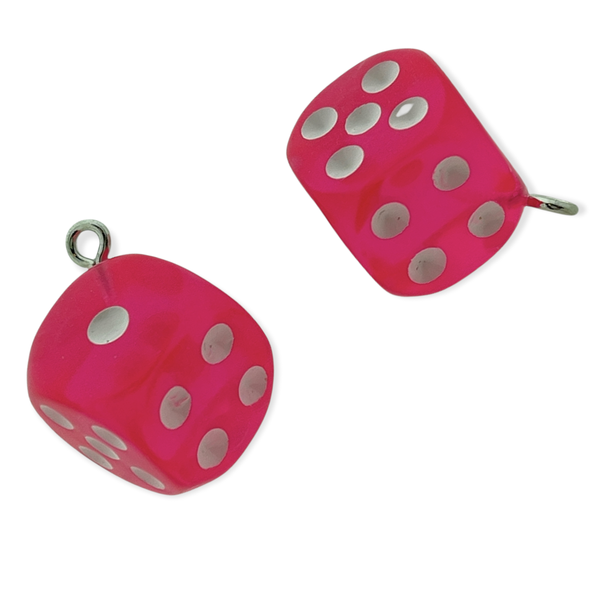 Resin hanger Lucky Dice Roze 23x19mm-bedels-Kraaltjes van Renate
