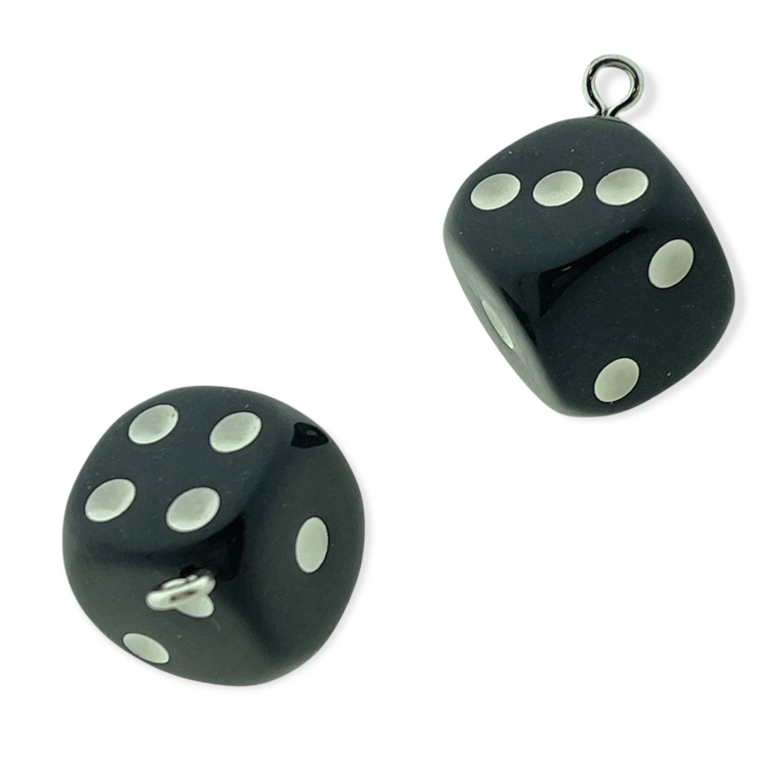 Resin hanger Lucky Dice Zwart 23x19mm-bedels-Kraaltjes van Renate