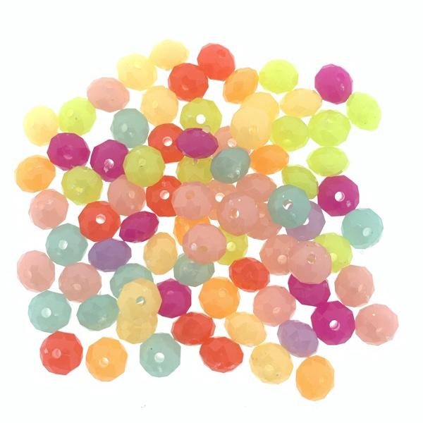 Acryl facet Multicolor transparant 7x5mm - 80 stuks-Kraaltjes van Renate