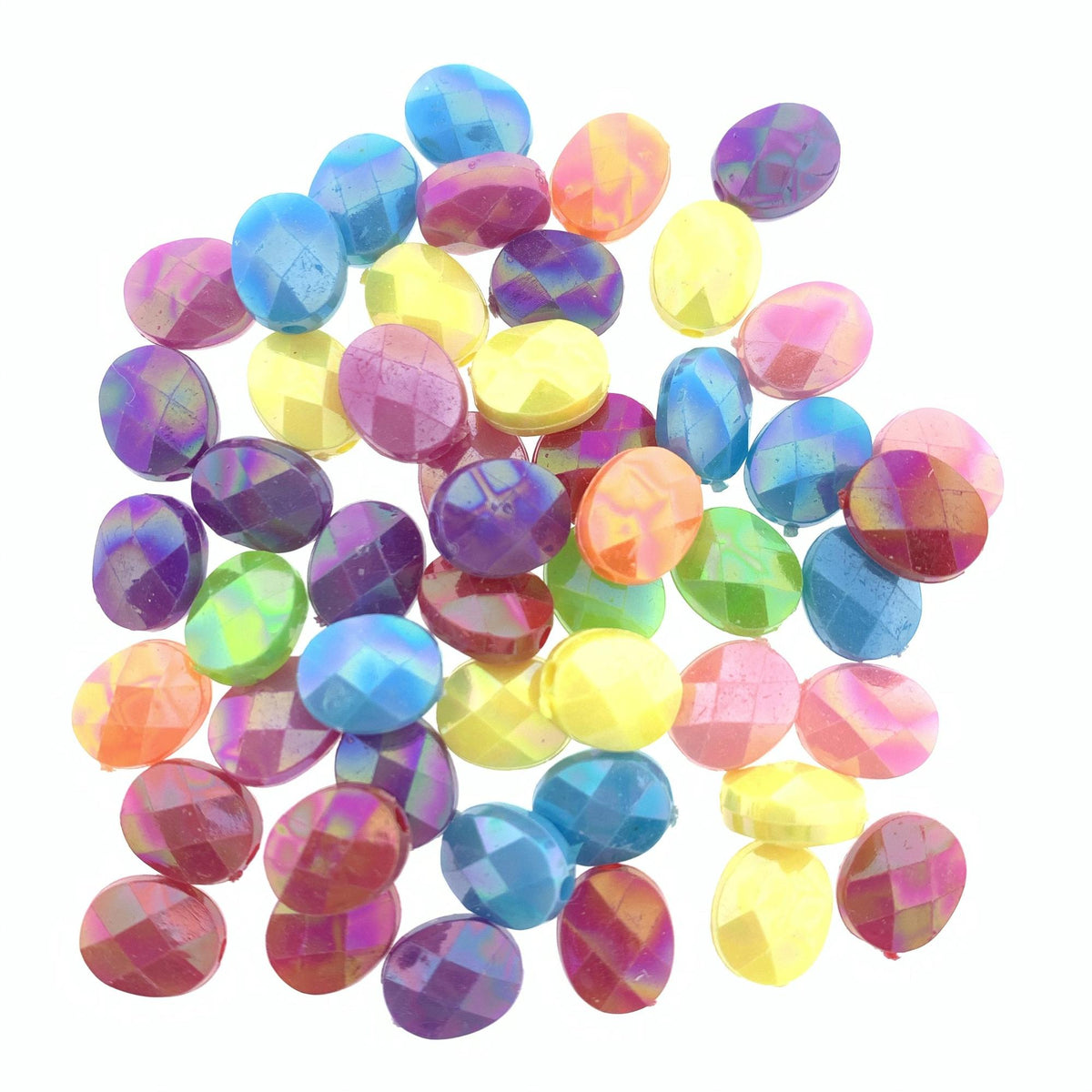 Acryl facet kraal ovaal Multicolor 10x8mm - 50 stuks-Kraaltjes van Renate