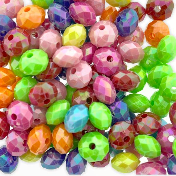 Acryl facet rondel Multicolor shine 8x5.5mm - 100 stuks-Kraaltjes van Renate