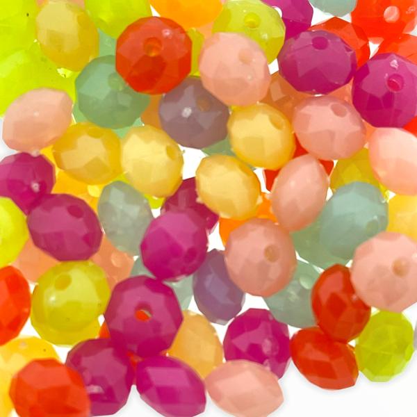 Acryl facet rondel opaal Multicolor 7.5x5.5mm - 80 stuks-Kraaltjes van Renate