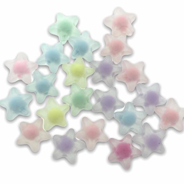 Acryl frosted stars pastel multicolor 11mm - 20 stuks-Kraaltjes van Renate
