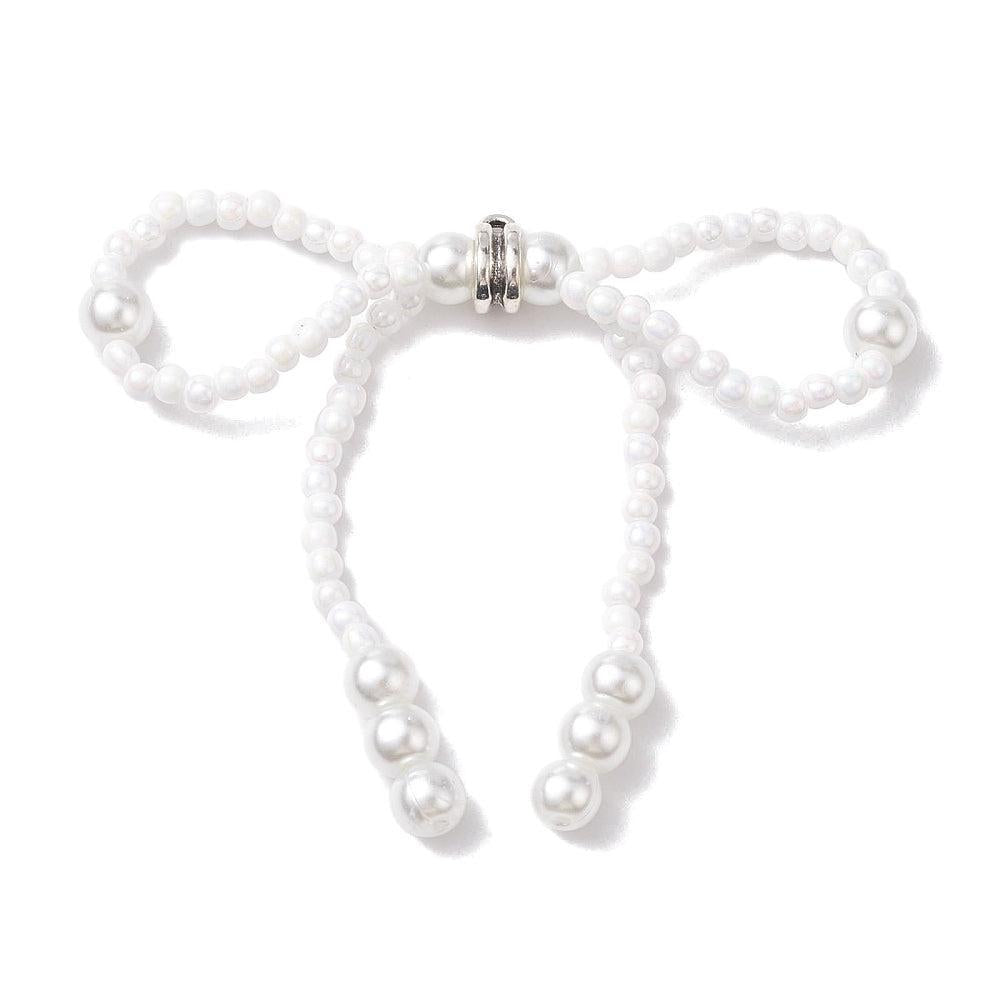 Acryl/ glas bedel strikjes wit 60mm per stuk-bedels-Kraaltjes van Renate