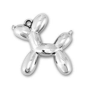 Acryl hanger ballon hond zilver - ca. 47x43mm-bedels-Kraaltjes van Renate