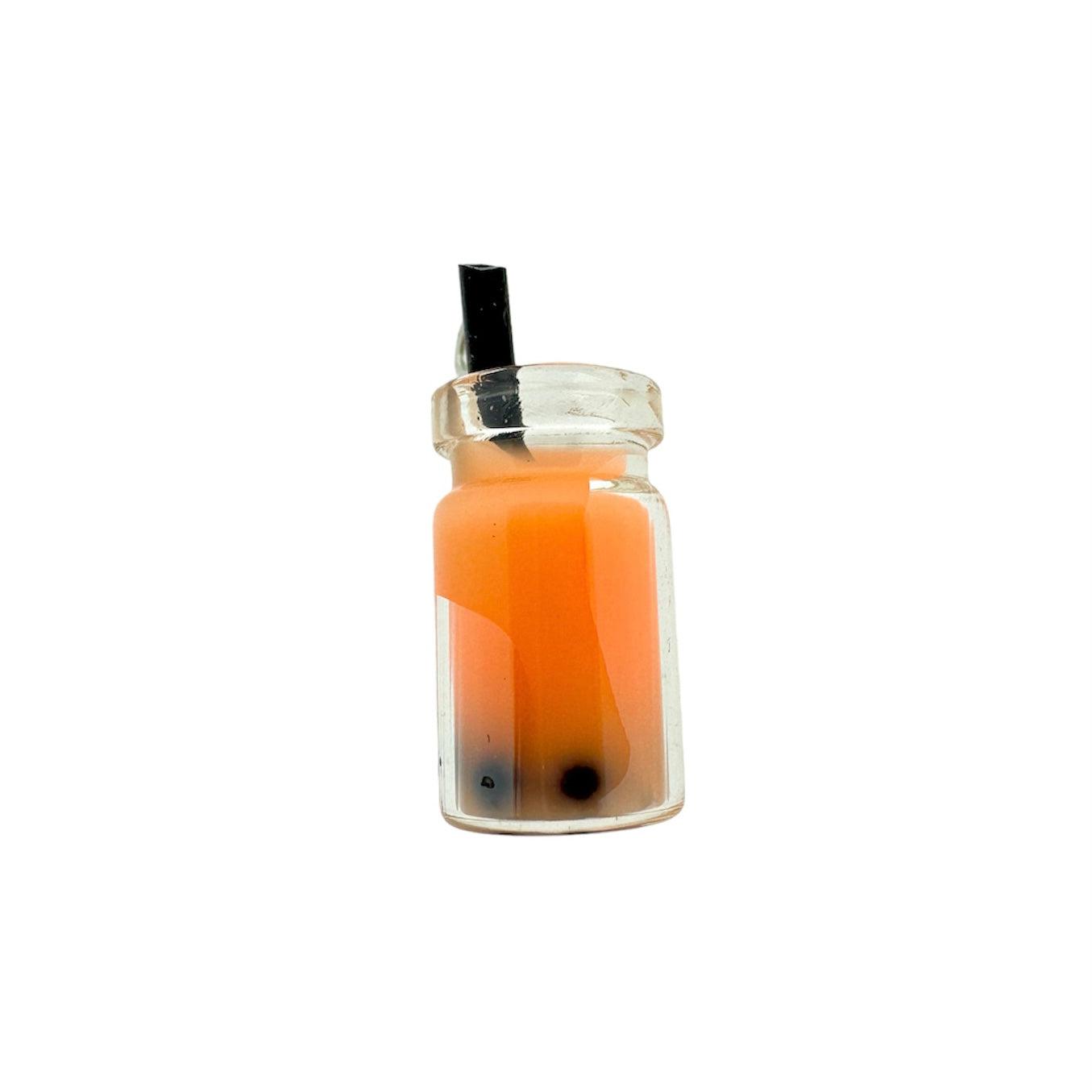 Acryl hanger boba tea oranje 27x12x10mm - per stuk-Kralen-Kraaltjes van Renate