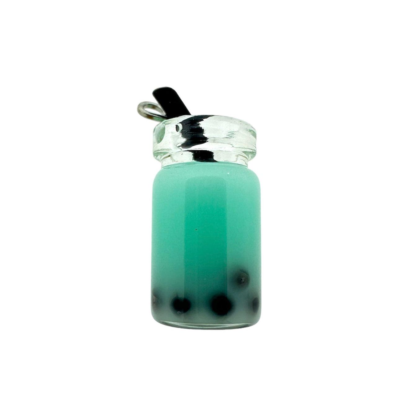 Acryl hanger boba tea turquoise 27x12x10mm - per stuk-Kralen-Kraaltjes van Renate