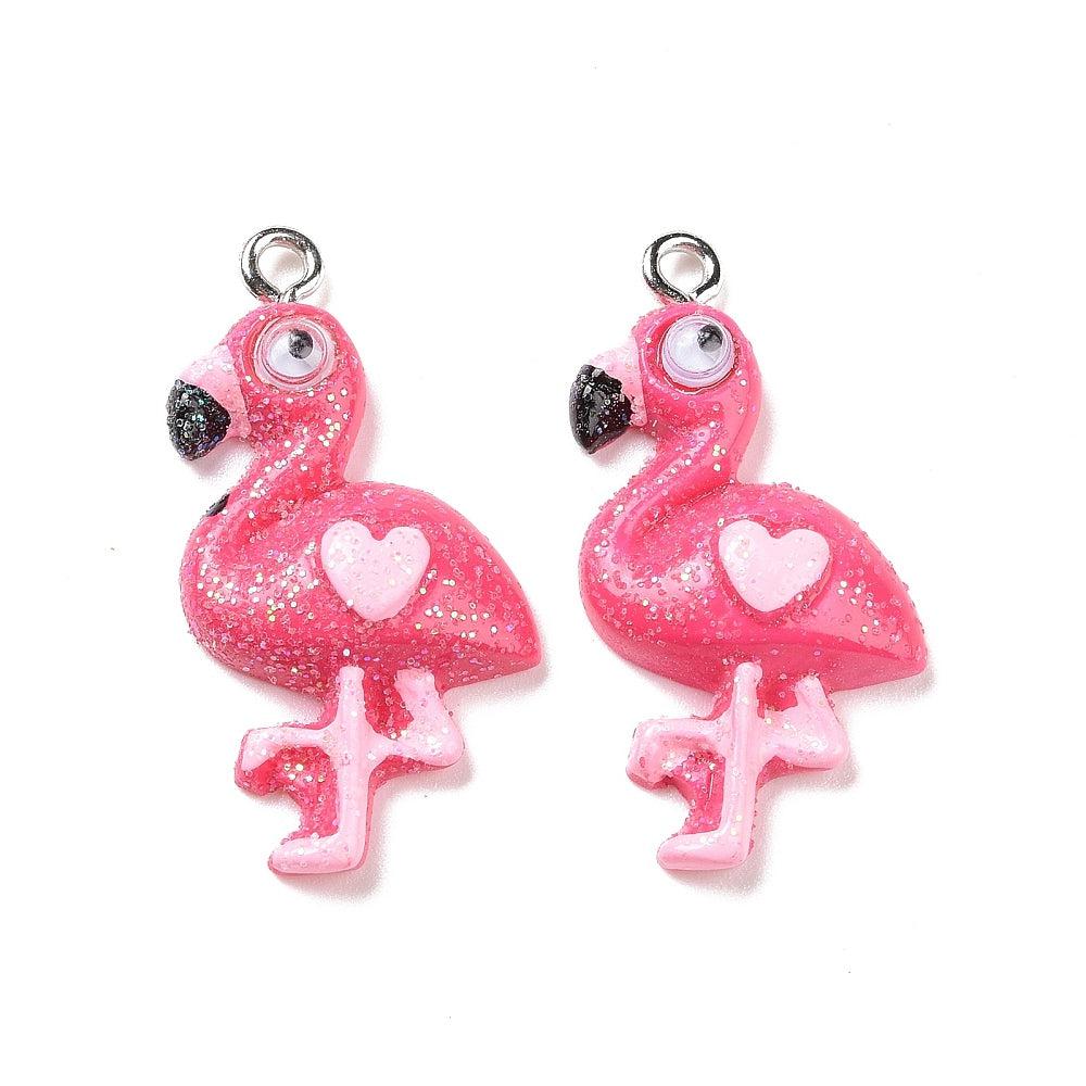 Acryl hanger flamingo glitter 31x16mm-bedels-Kraaltjes van Renate