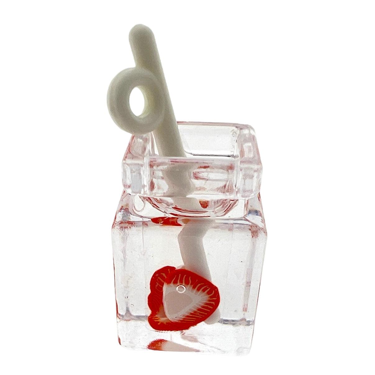 Acryl hanger juice glass clear aardbei 28x14mm - per stuk-Kralen-Kraaltjes van Renate