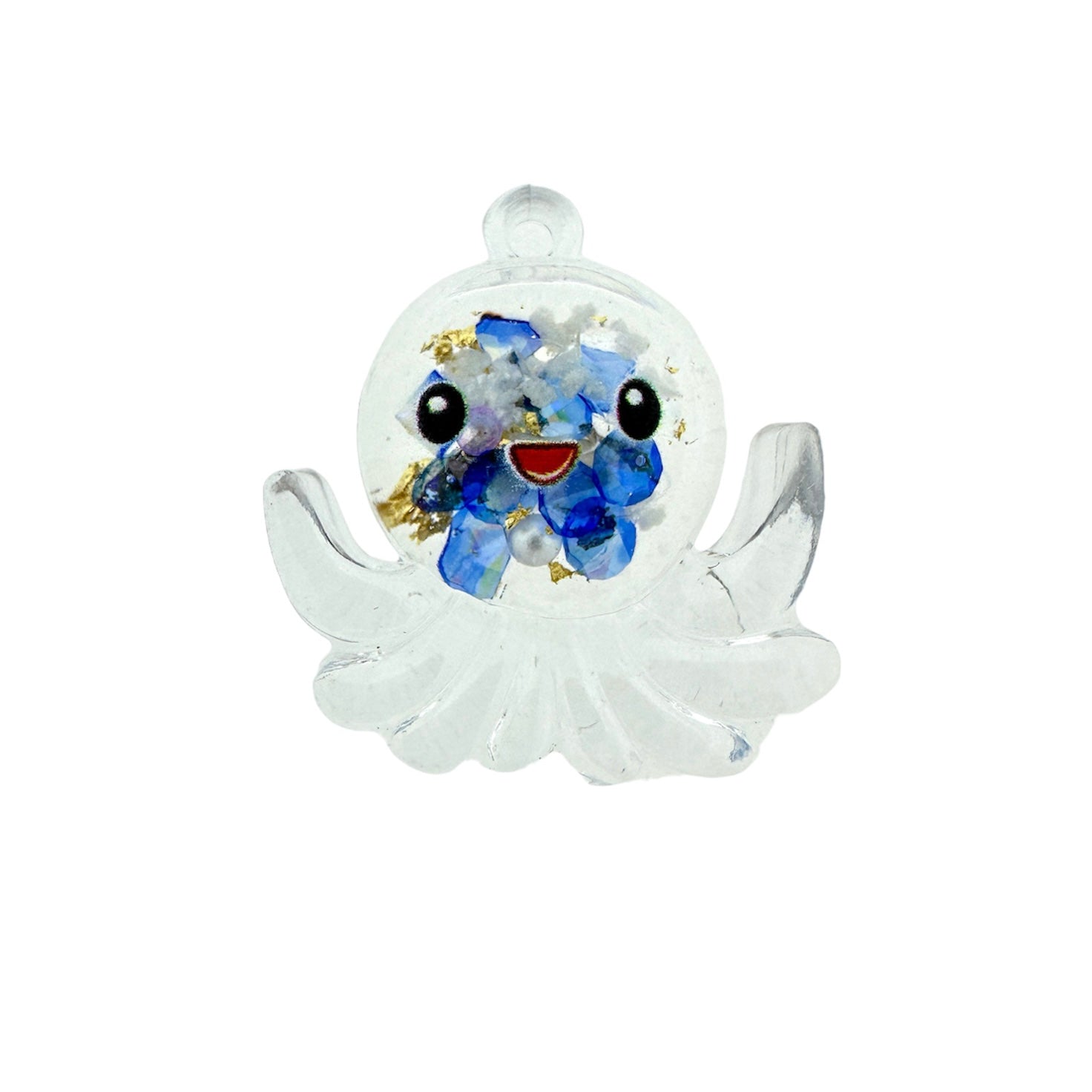 Acryl hanger octopus clear/blauw 27x25x9mm- per stuk-Kralen-Kraaltjes van Renate