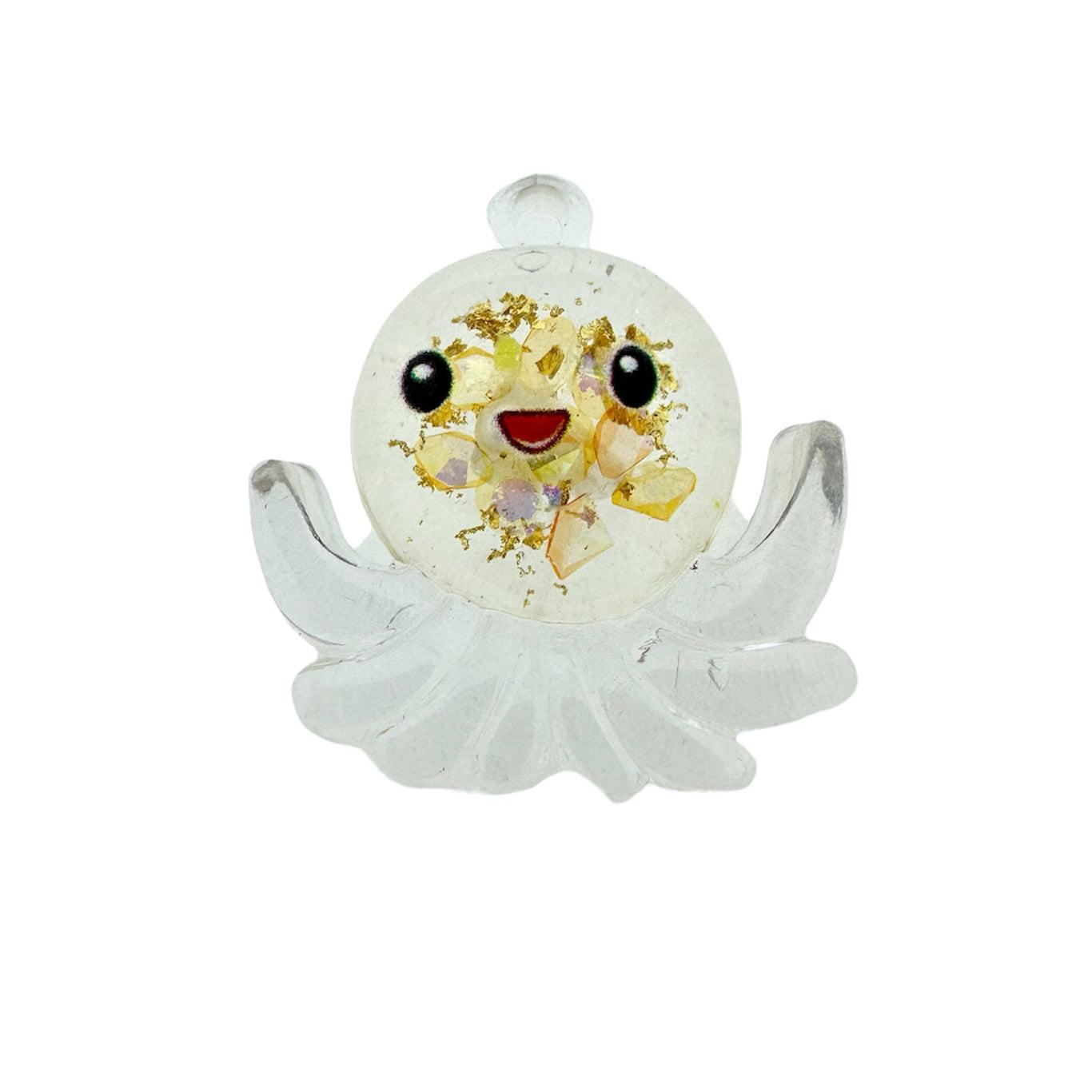 Acryl hanger octopus clear/geel 27x25x9mm- per stuk-Kralen-Kraaltjes van Renate