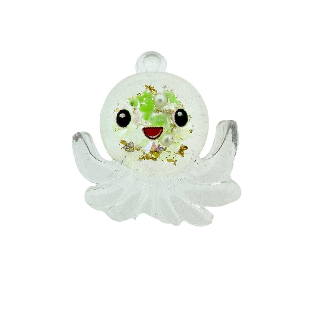 Acryl hanger octopus clear/groen 27x25x9mm- per stuk-Kralen-Kraaltjes van Renate