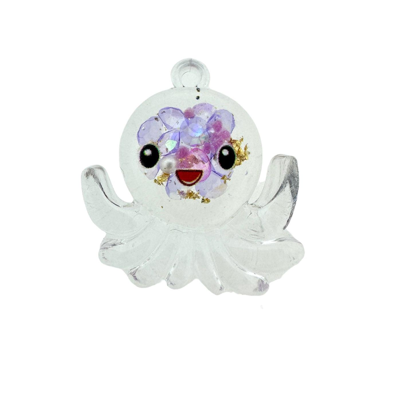 Acryl hanger octopus clear/paars 27x25x9mm- per stuk-Kralen-Kraaltjes van Renate