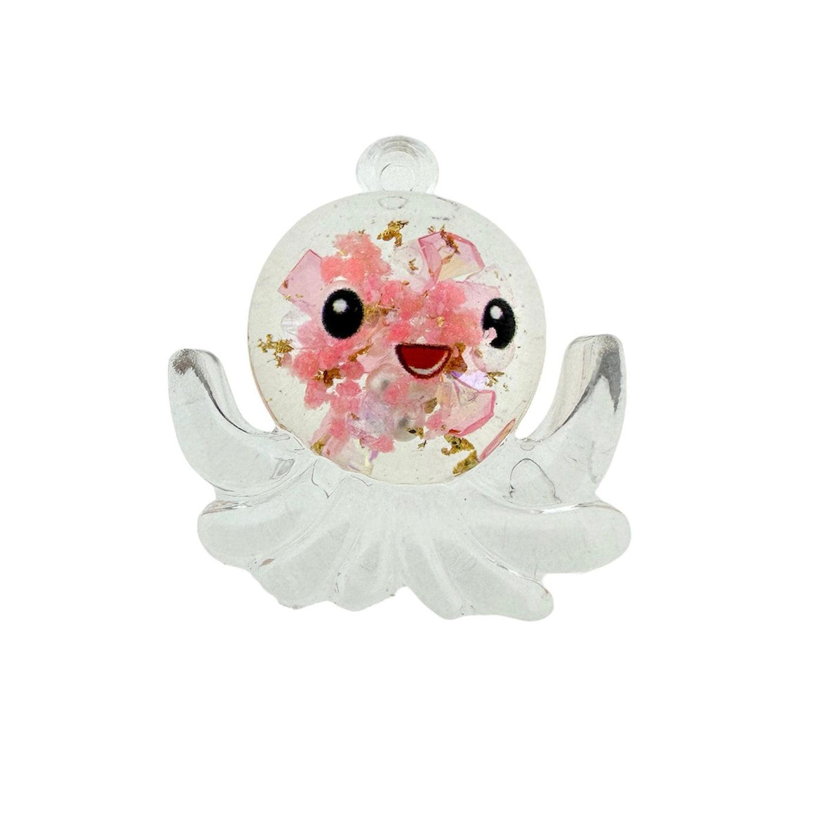 Acryl hanger octopus clear/roze 27x25x9mm- per stuk-Kralen-Kraaltjes van Renate