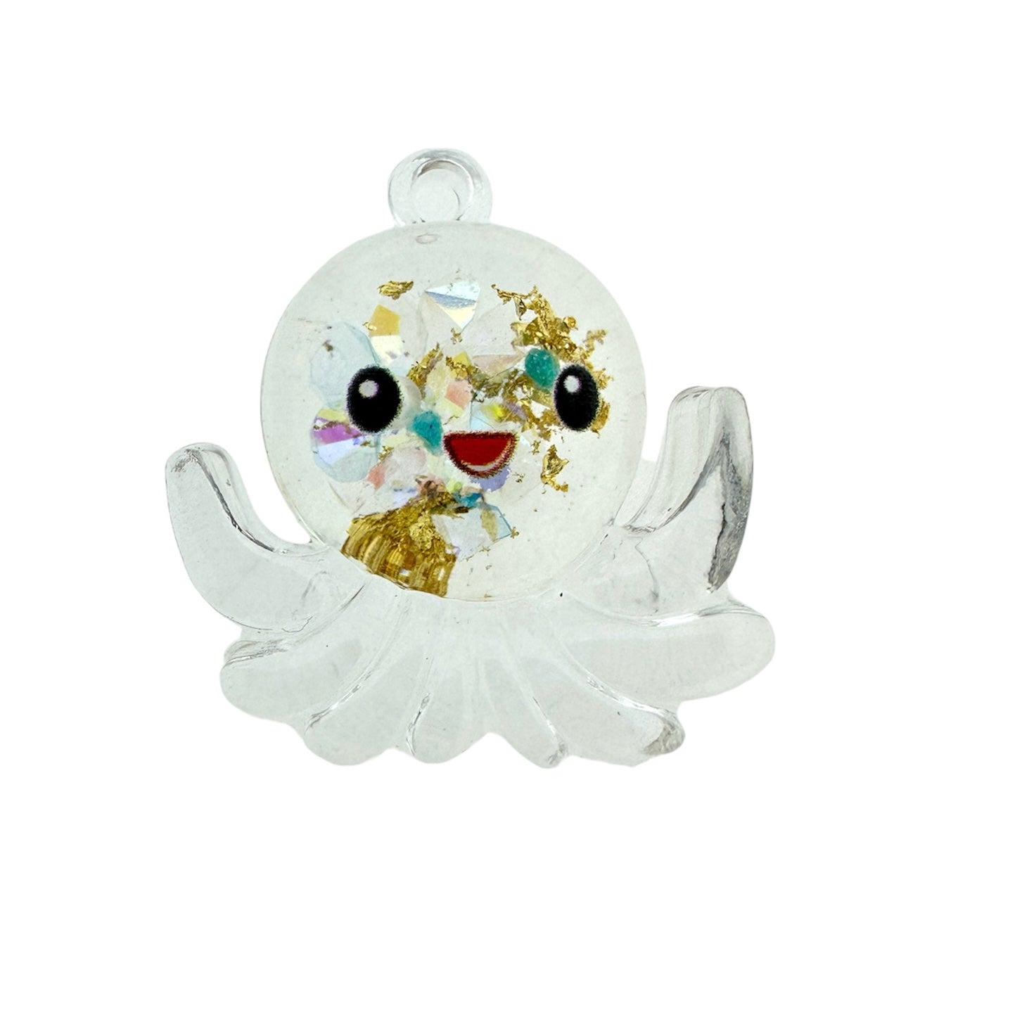 Acryl hanger octopus clear/turquoise 27x25x9mm- per stuk-Kralen-Kraaltjes van Renate