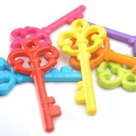 Acryl hangers sleutel gemixt 62mm - 7 stuks-Kraaltjes van Renate