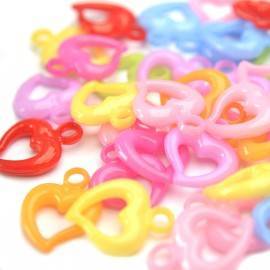 Acryl hangertje hartjes gemixt 20mm - 50 stuks-Kraaltjes van Renate