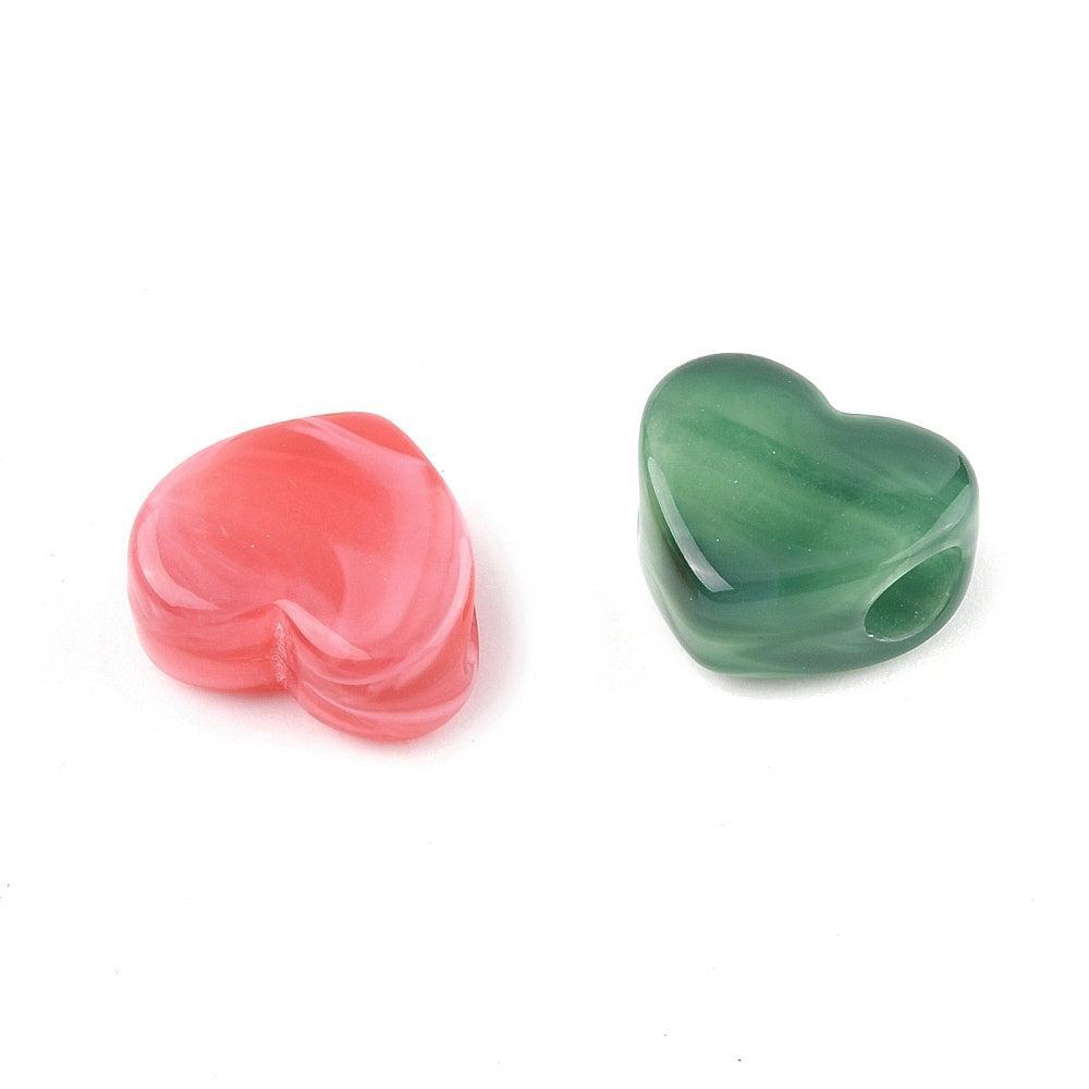 Acryl hartjes Gemstone multicolor 11.5x13.5mm ⌀4x4.5mm - per 12 stuks-Kralen-Kraaltjes van Renate