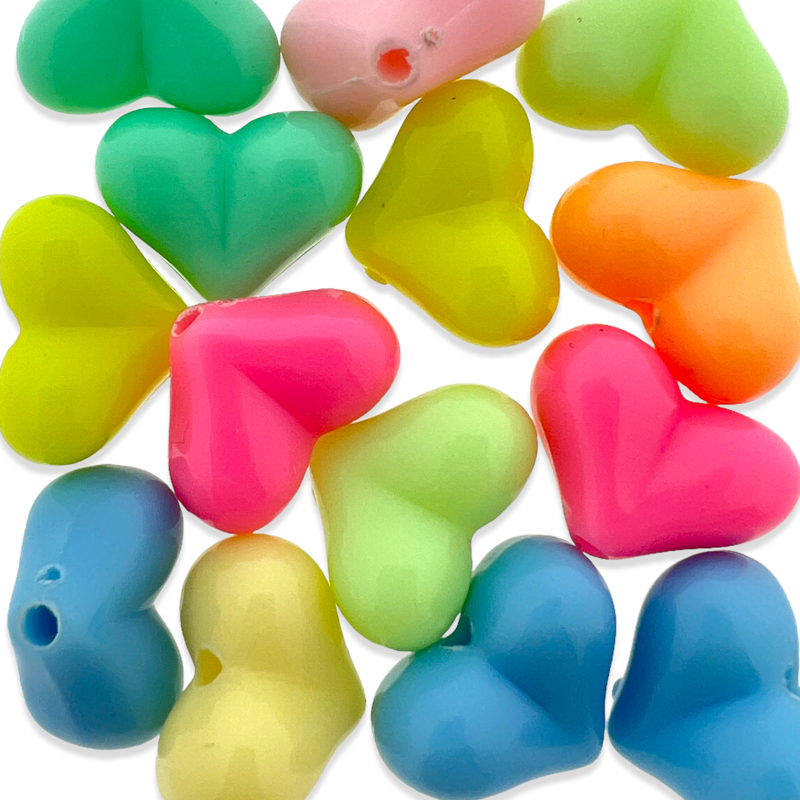 Acryl hartjes MIX 11x15mm - ±15 stuks-Kralen-Kraaltjes van Renate