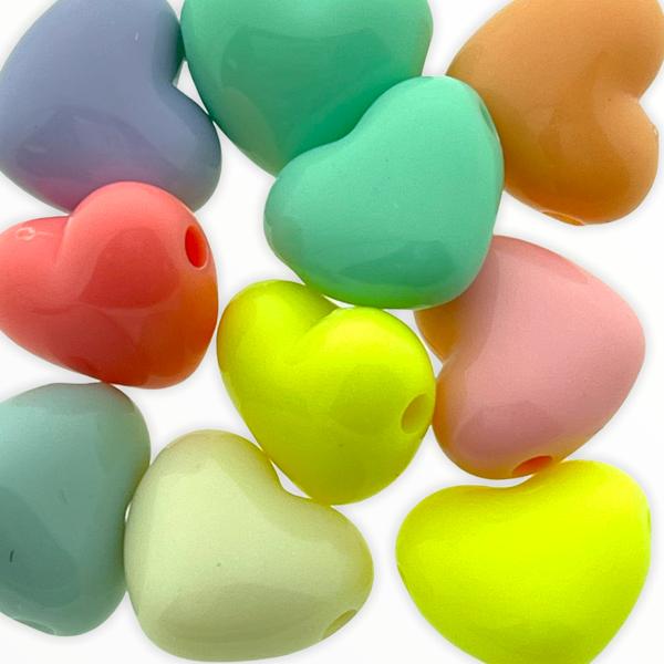 Acryl hartjes ♥︎ Multicolor 15x17mm - 10 stuks-Kraaltjes van Renate