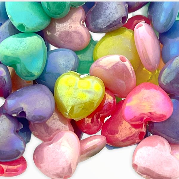 Acryl hartjes Multicolor shine 12mm - 50 stuks-Kraaltjes van Renate