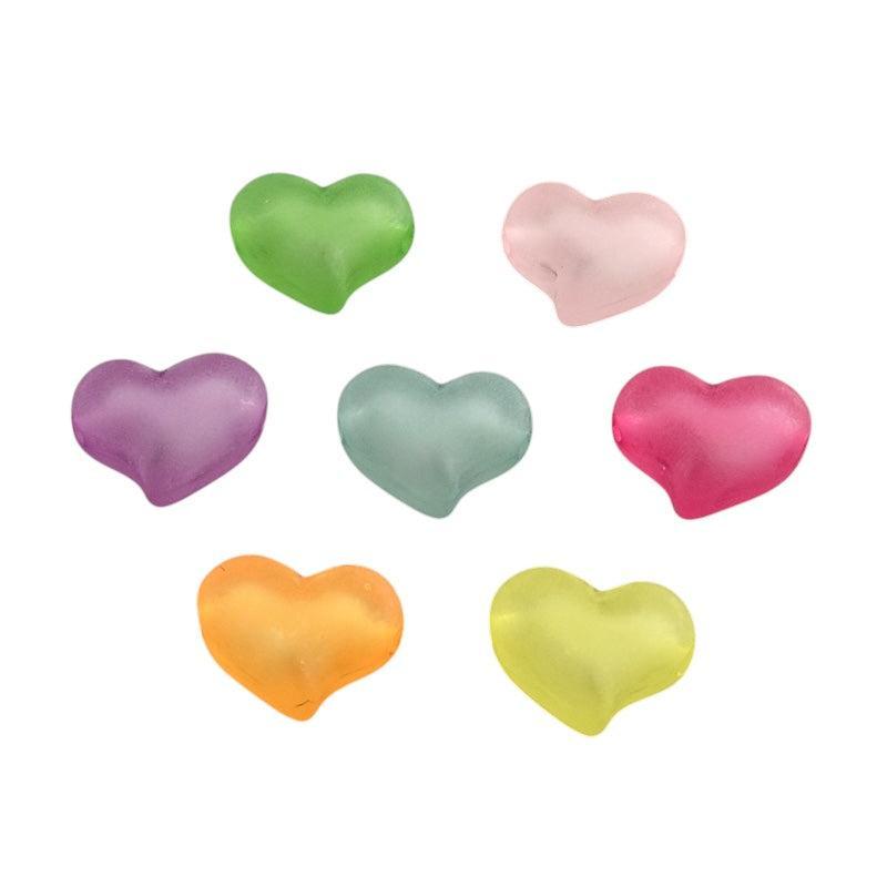 Acryl hartjes matt gekleurd 15mm- per stuk-Kralen-Kraaltjes van Renate