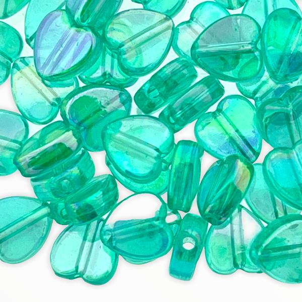 Acryl hartjes Turquoise green 8mm - 40 stuks-Kraaltjes van Renate