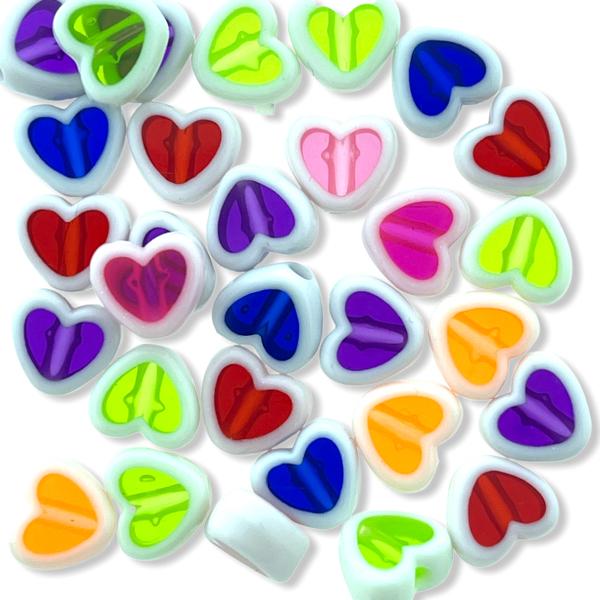 Acryl hartjes ♥︎ Wit multicolour 7x8mm - 30 stuks-Kraaltjes van Renate