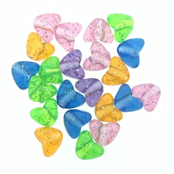Acryl hartjes glitter mix 9x11mm - 50 stuks-Kraaltjes van Renate