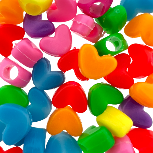 Acryl hartjes mix 7mm - 30 stuks-Kralen-Kraaltjes van Renate