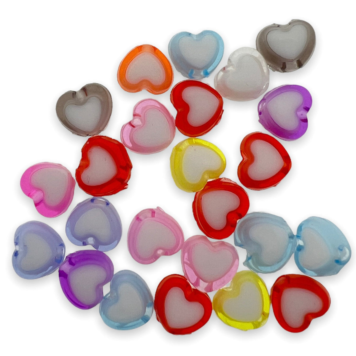 Acryl hartjes mix multicolor 7x8mm - 25 stuks-Kralen-Kraaltjes van Renate