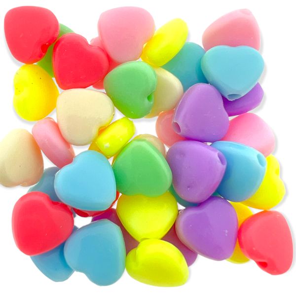 Acryl hartjes mix pastel 11x5mm - 40 stuks-Kralen-Kraaltjes van Renate