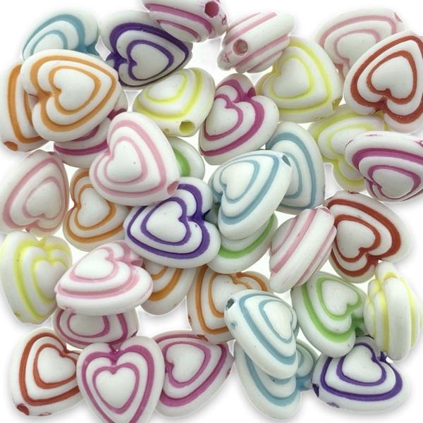 Acryl hartjes multicolor 10mm - ±30 stuks-Kraaltjes van Renate