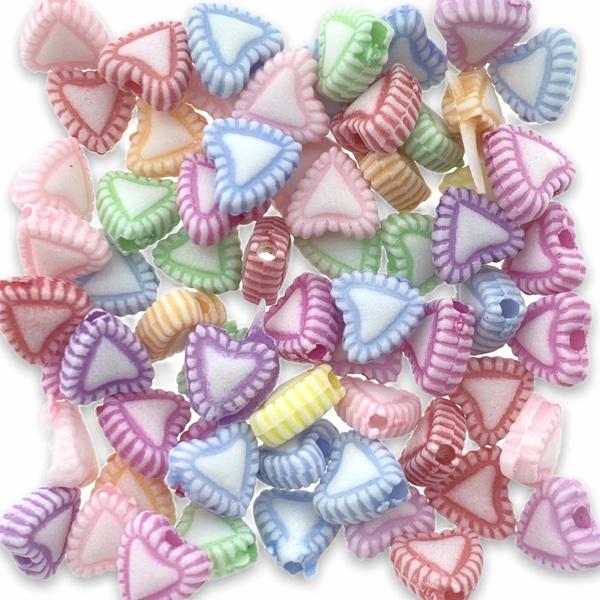 Acryl hartjes multicolor 8x4mm - ±60 stuks-Kraaltjes van Renate
