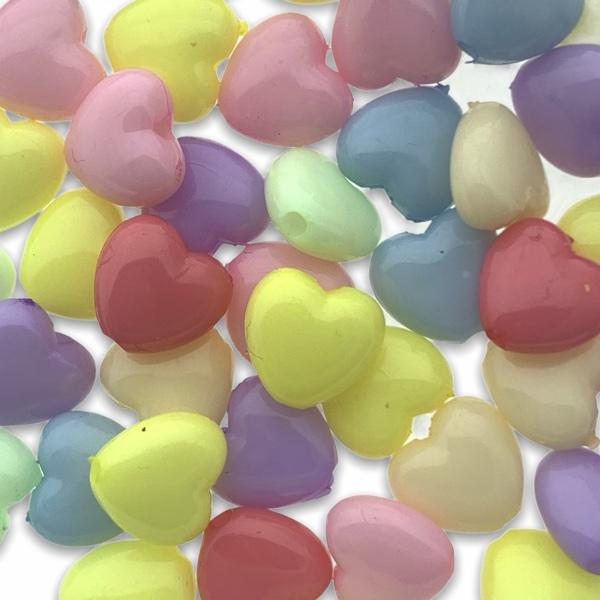Acryl hartjes multicolour 10x11mm - 45 stuks-Kraaltjes van Renate
