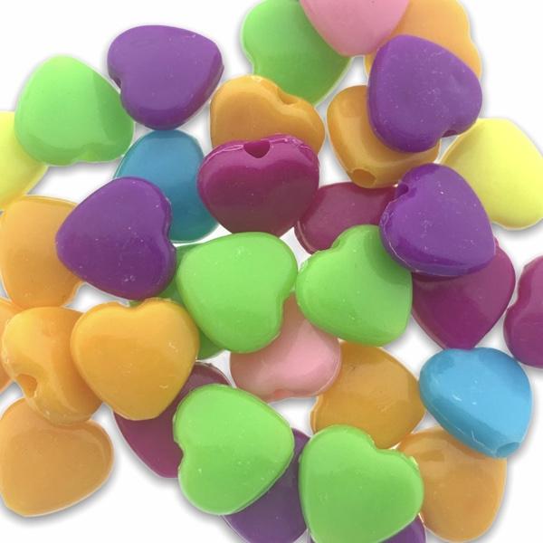 Acryl hartjes multicolour 11x12mm - 35 stuks-Kraaltjes van Renate