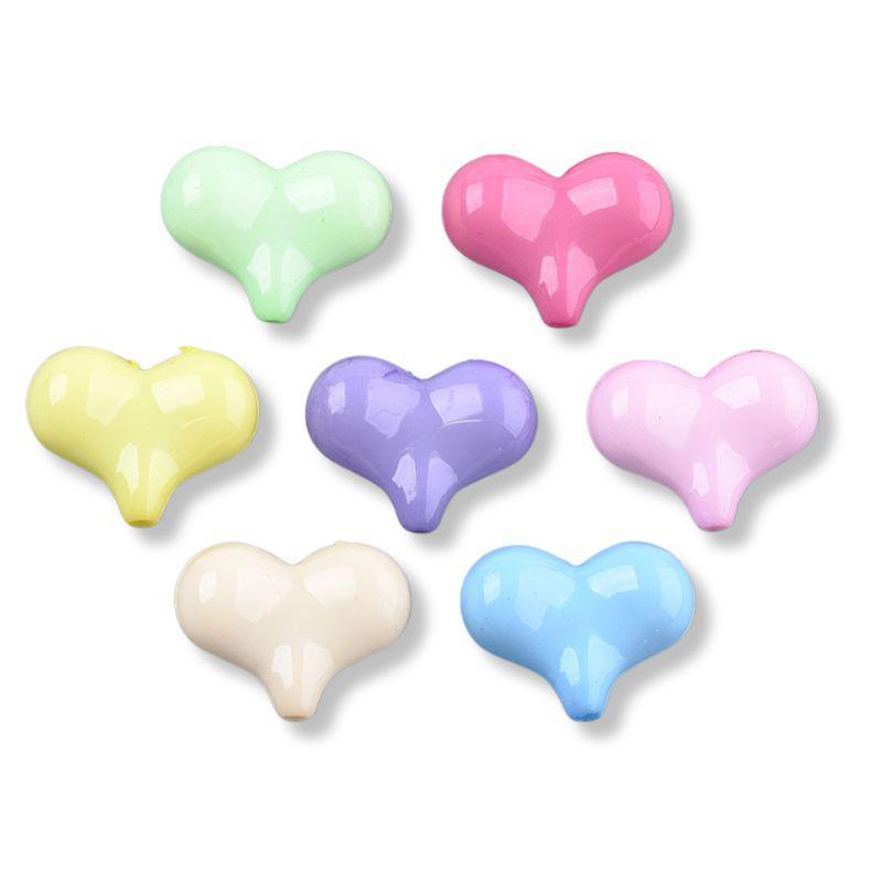 Acryl hartjes pastel Mix 22mm - 10 stuks-Kralen-Kraaltjes van Renate
