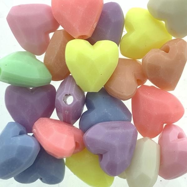 Acryl hartjes pastel mix 12x13mm - 35 stuks-Kraaltjes van Renate