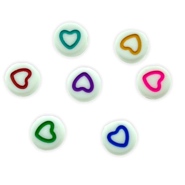 Acryl hartjes rond ♥︎ Multicolor 7mm - 20 stuks-Kraaltjes van Renate