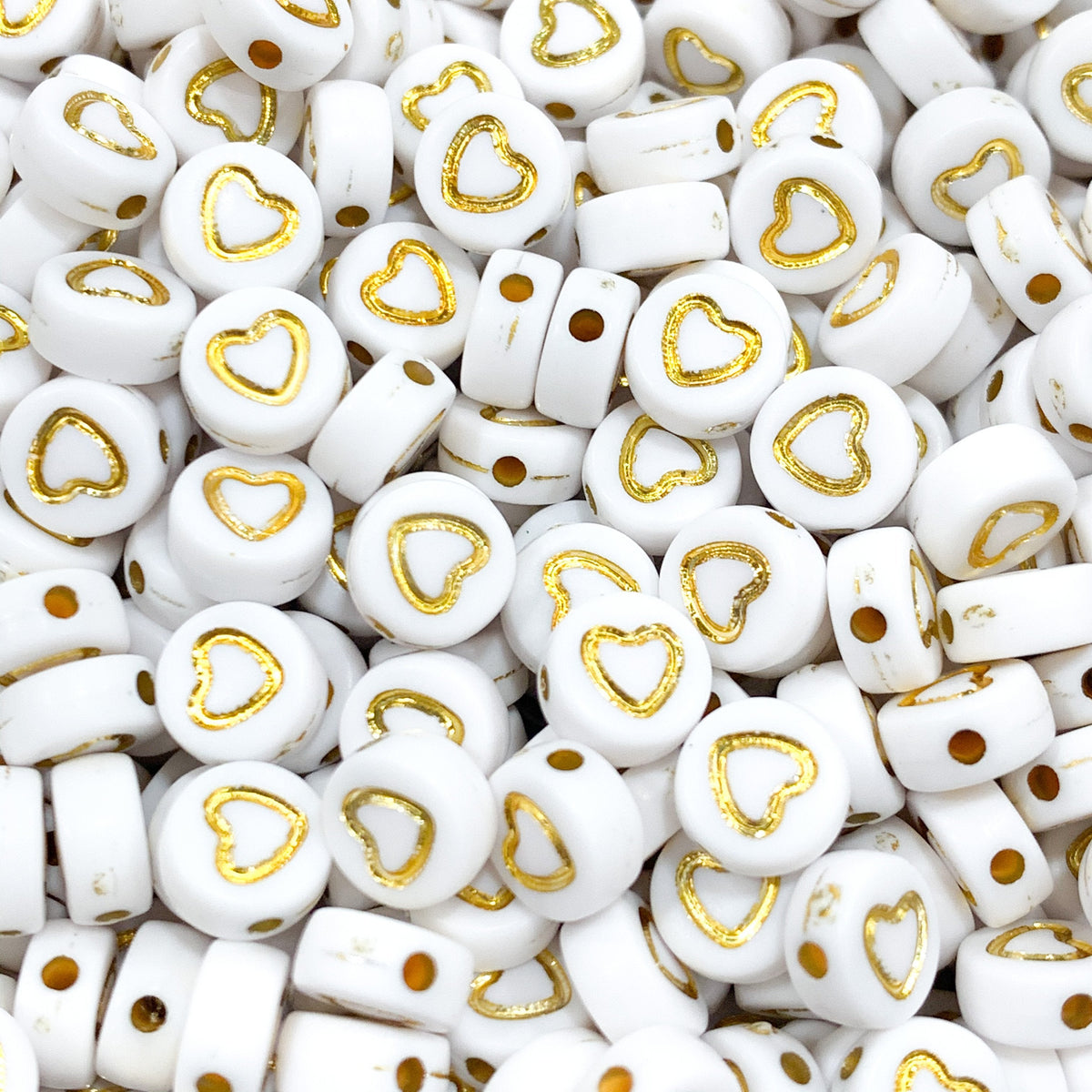 Acryl hartjes rond ♥︎ Wit goud 7mm - 20 stuks-Kraaltjes van Renate