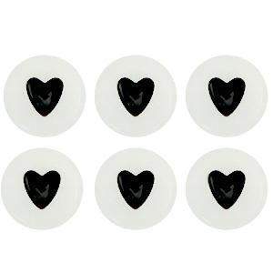 Acryl hartjes rond ♥︎ Wit zwart 7mm - 20 stuks-Kraaltjes van Renate