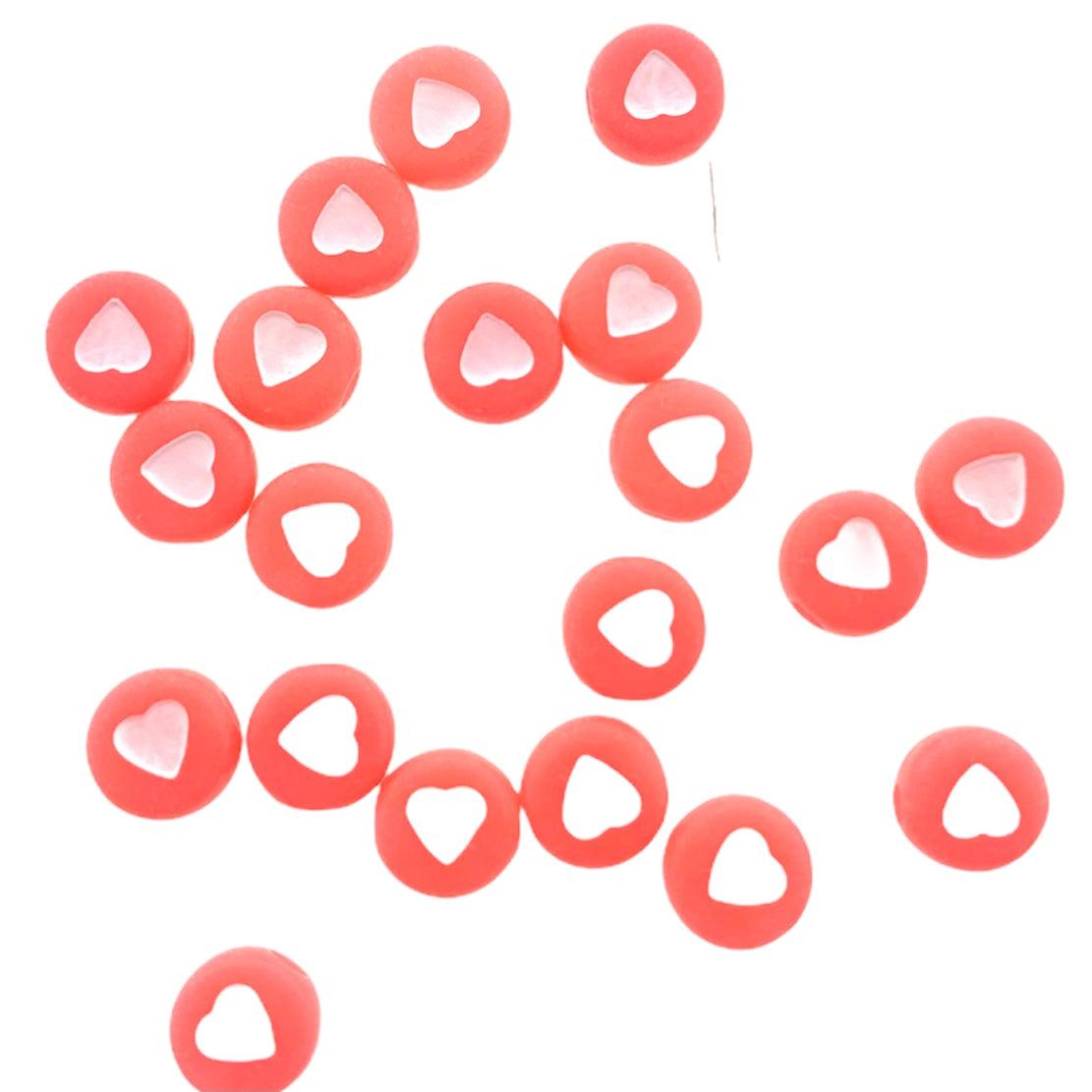 Acryl hartjes rond neon-wit 7mm - 20 stuks-Kralen-Kraaltjes van Renate