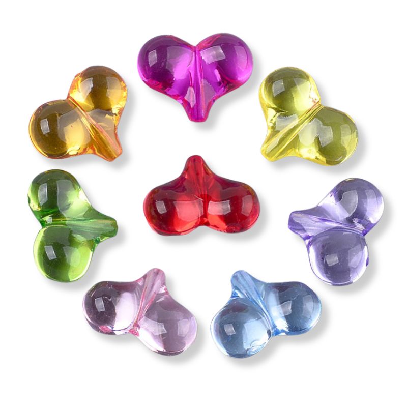 Acryl hartjes transparant Mix 22mm - 10 stuks-Kralen-Kraaltjes van Renate
