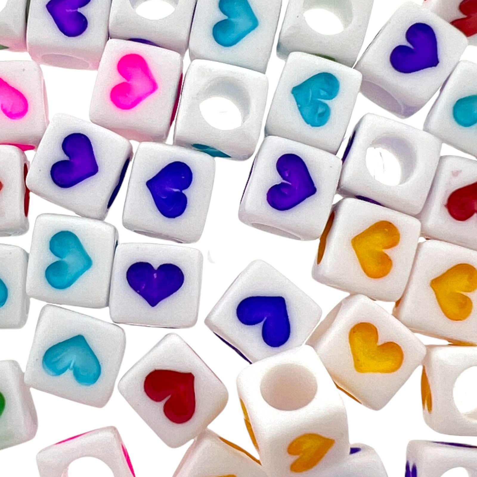 Acryl hartjes vierkant mix 6,5mm -35 stuks-Kralen-Kraaltjes van Renate