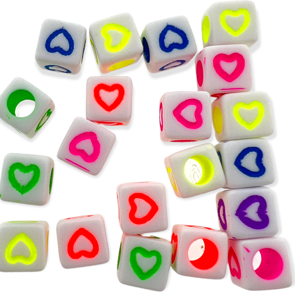 Acryl hartjes vierkant mix 7x7x7mm - 20 stuks-Kralen-Kraaltjes van Renate