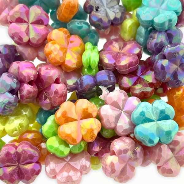 Acryl klavertje 4 Multicolor 12mm - 55 stuks-Kraaltjes van Renate