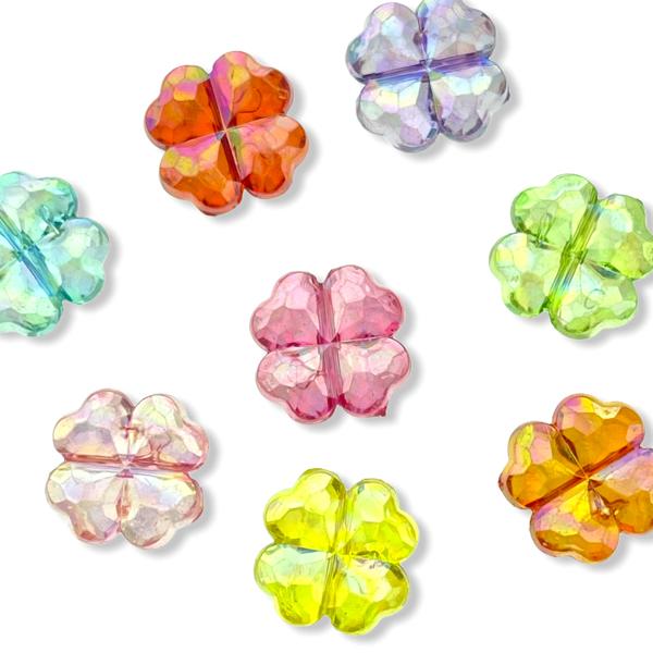 Acryl klavertje 4 Multicolor rainbow 12mm - 45 stuks-Kraaltjes van Renate
