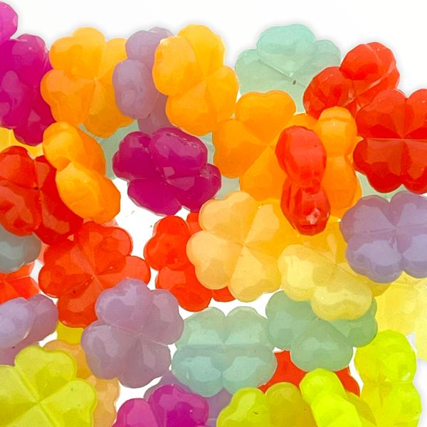 Acryl klavertje 4 opaal Multicolor 12mm - 45 stuks-Kraaltjes van Renate