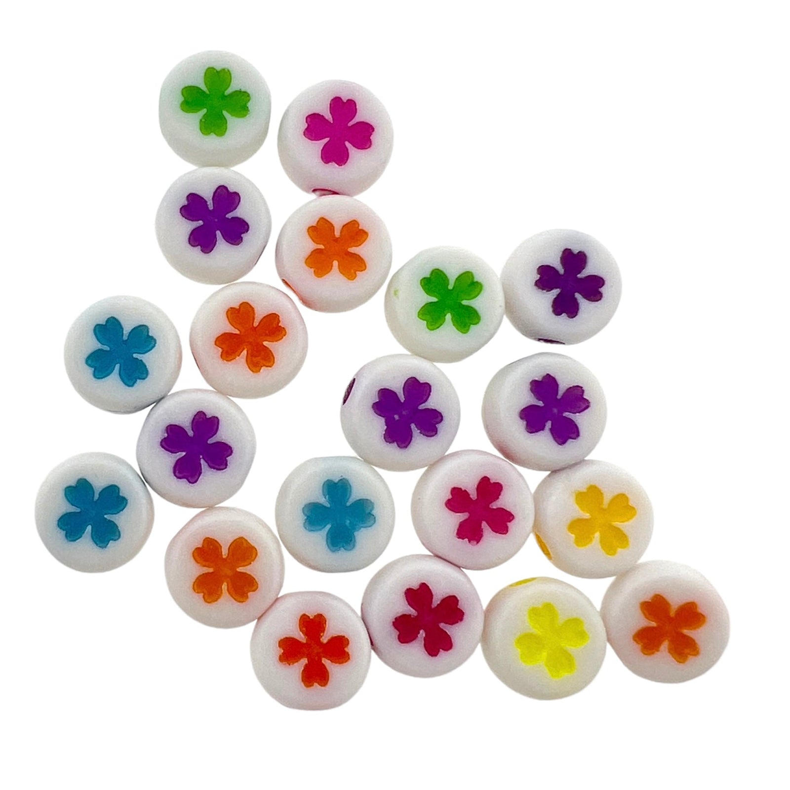 Acryl klavertje mix 7mm - 20 stuks-Kralen-Kraaltjes van Renate